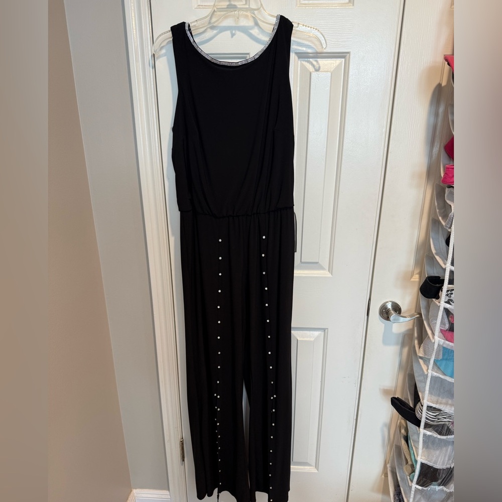 MSK Black Sleeveless Jumpsuit with Stud Trim